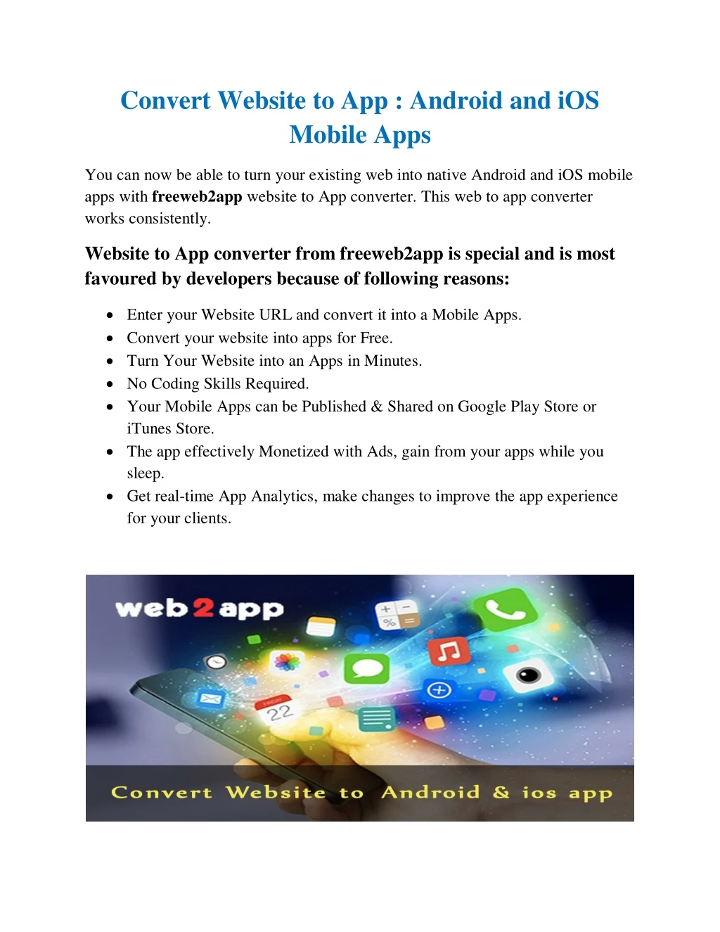 convert website to app android and ios mobile apps