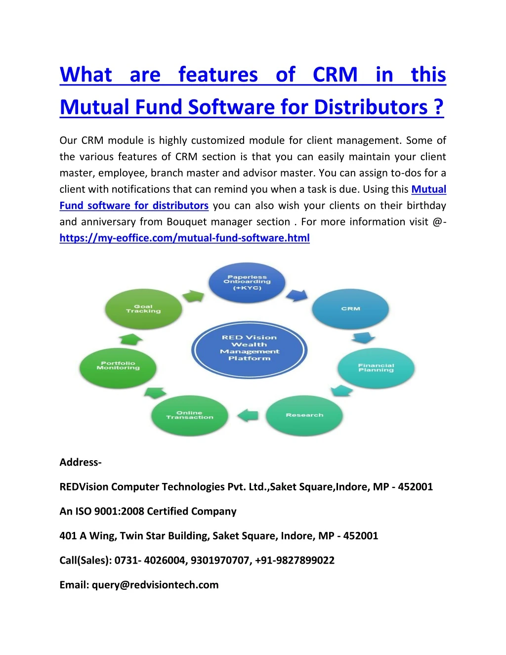 what are features of crm in this mutual fund
