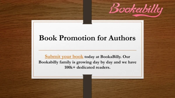 Book Promotion for Authors - BookaBilly