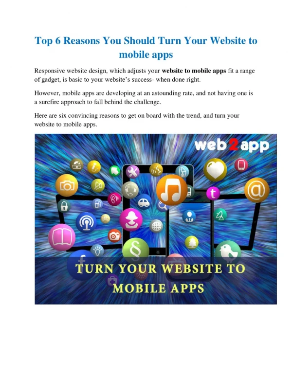 Top 6 Reasons You Should Turn Your Website to mobile apps