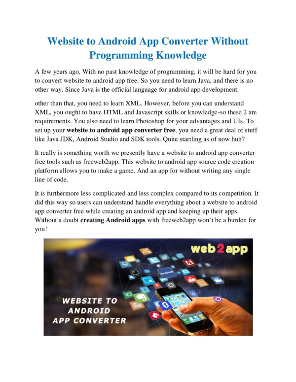Website to Android App Converter Without Programming Knowledge