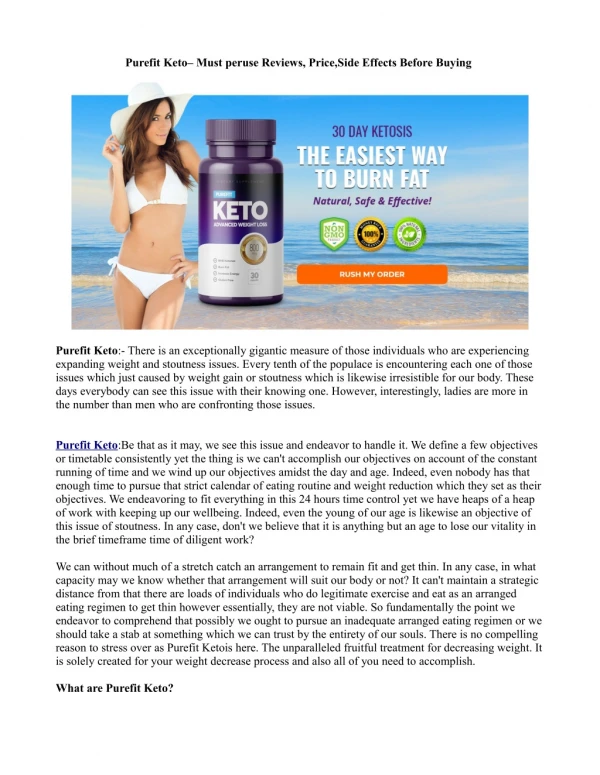 Are There Any Side Effect Associated With This Formula Purefit Keto ?