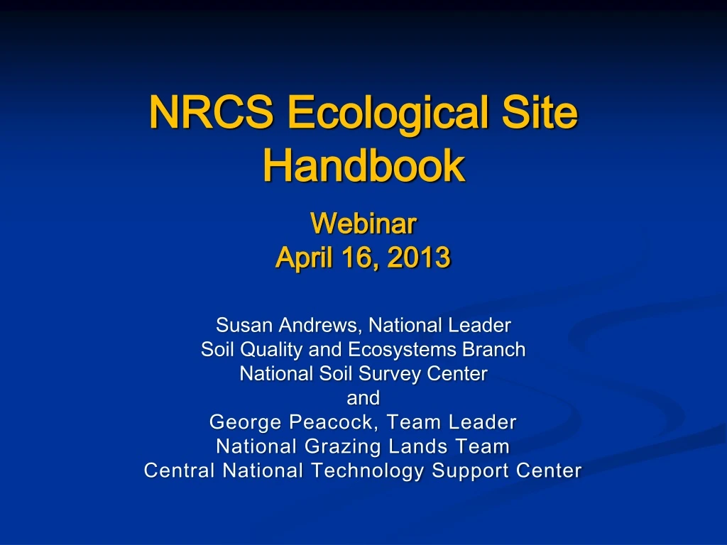 nrcs ecological site handbook webinar april 16 2013