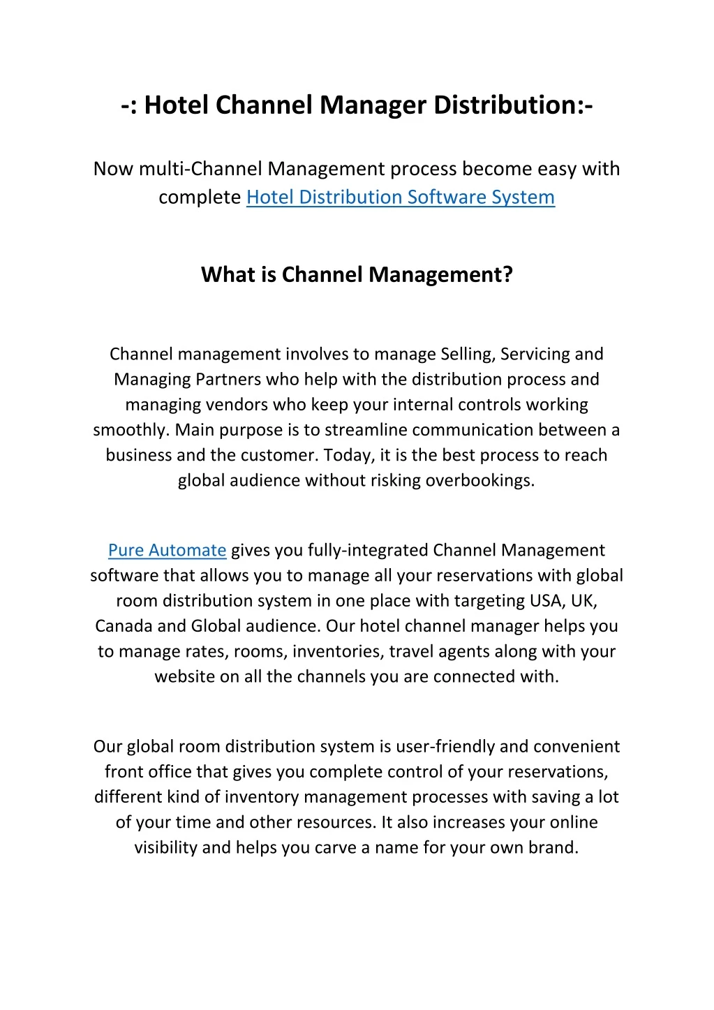 hotel channel manager distribution