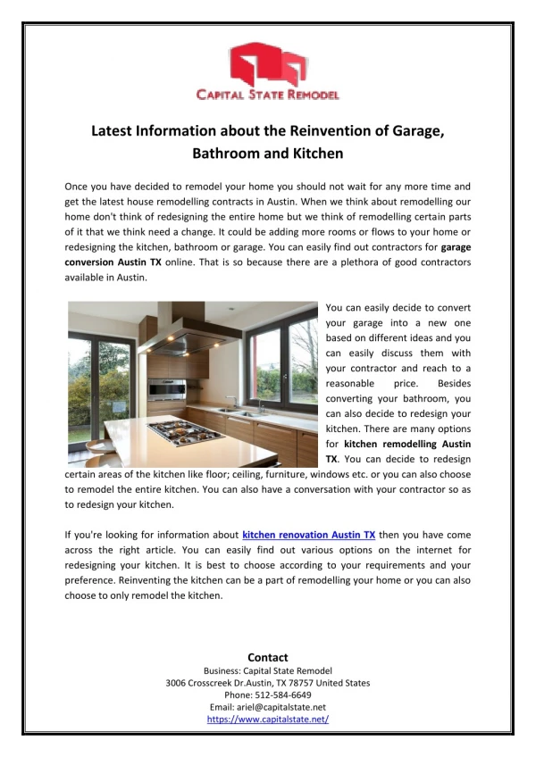 Latest Information About The Reinvention Of Garage, Bathroom And Kitchen