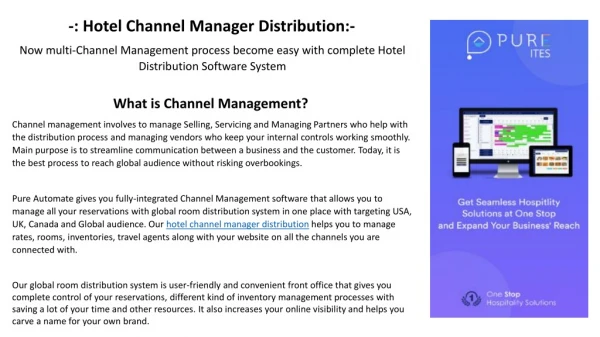 Hotel Channel Manager Software for Free | Online Hotel Distribution Channel Management Software System in this Presentat