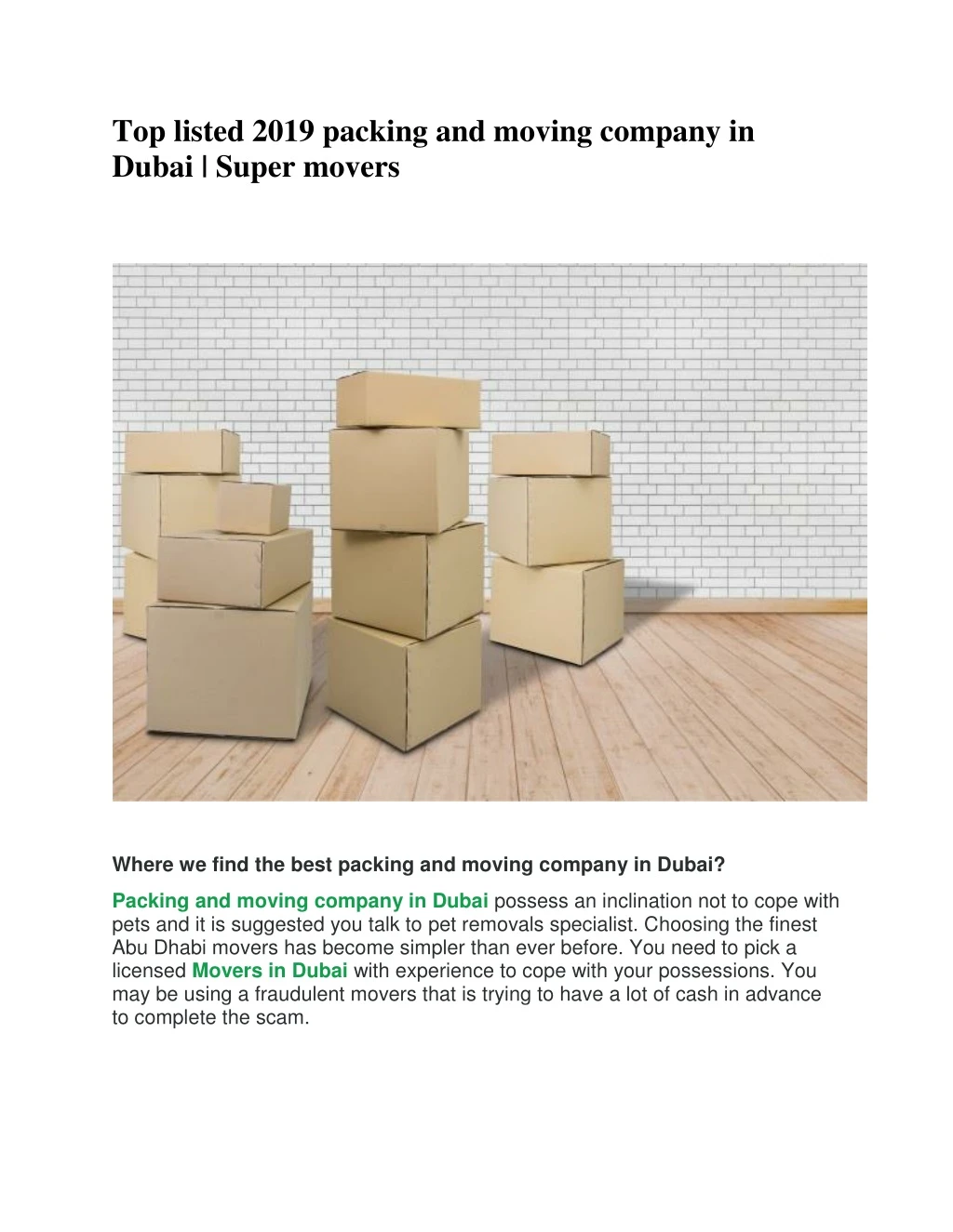 top listed 2019 packing and moving company