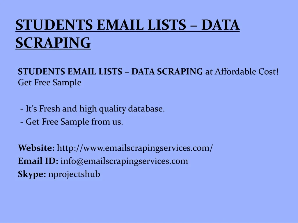 students email lists data scraping
