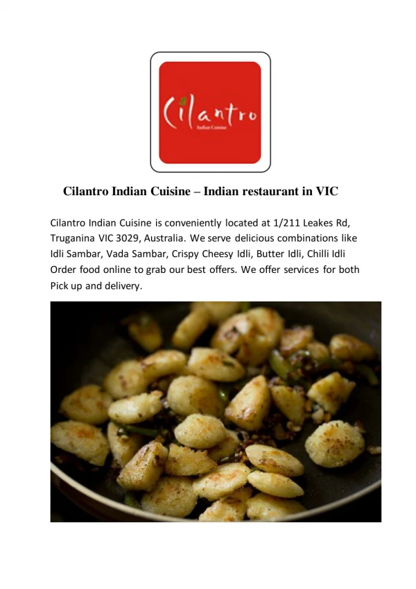 15% Off - Cilantro Indian Cuisine-Truganina - Order Food Online