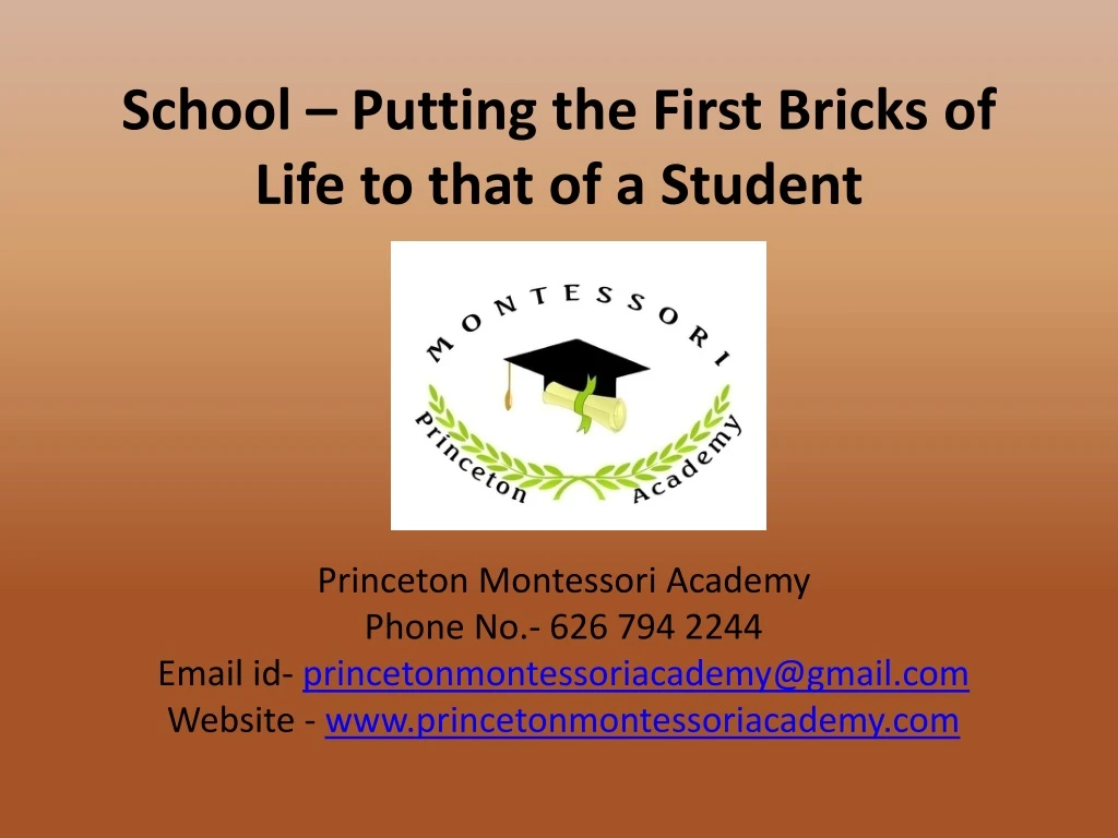 school putting the first bricks of life to that of a student