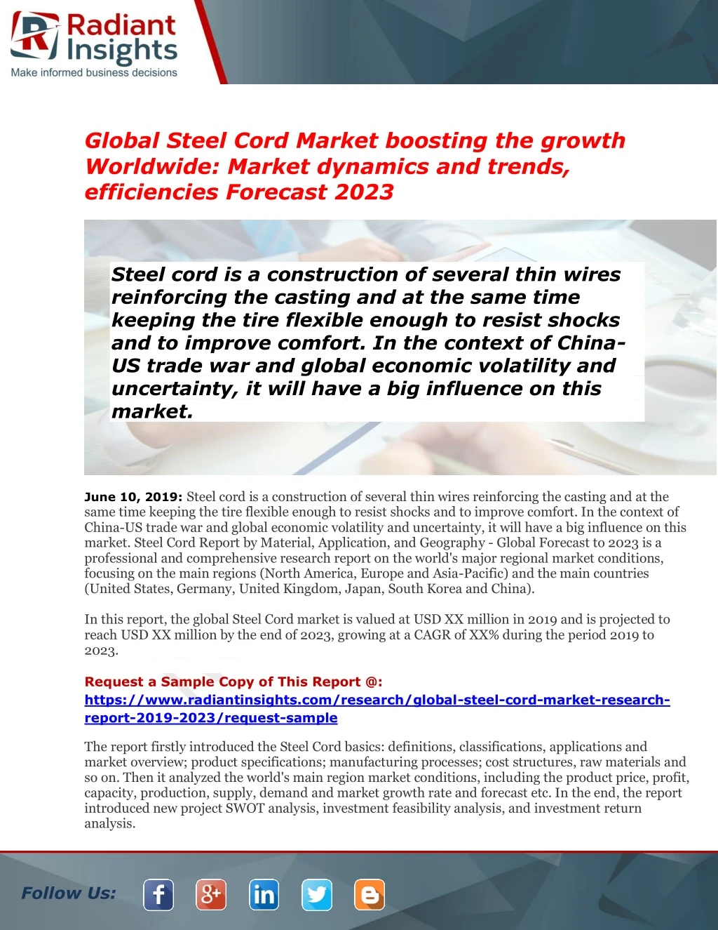 global steel cord market boosting the growth