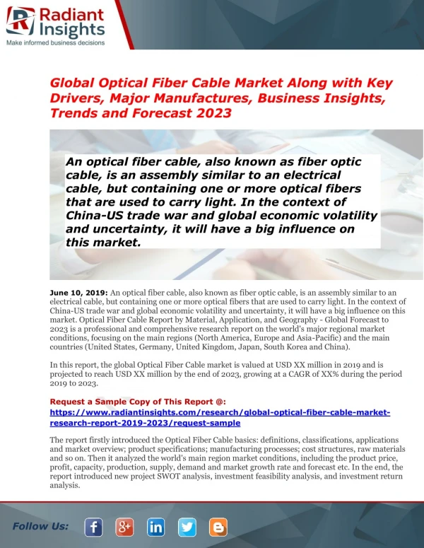 Optical Fiber Cable Market Demands, Types and Projected Industry Size & Shares 2023