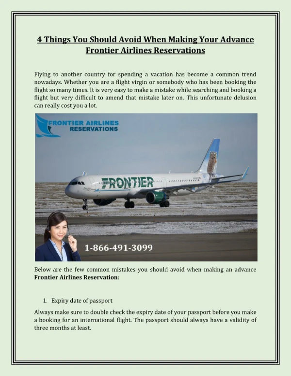4 Things You Should Avoid When Making Your Advance Frontier Airlines Reservations