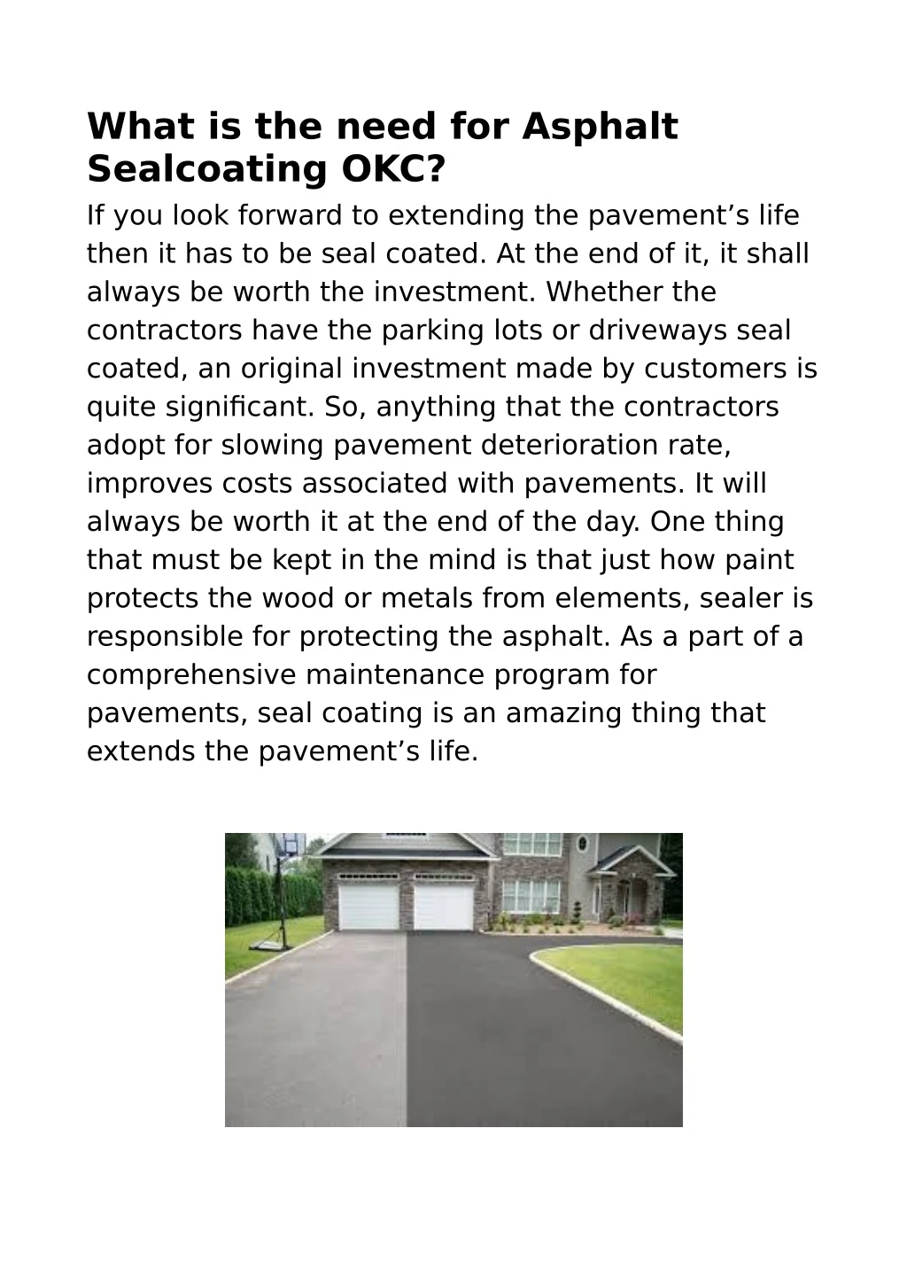 what is the need for asphalt sealcoating