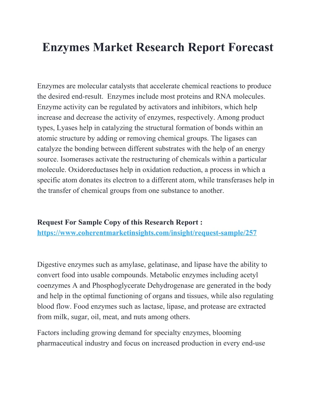 enzymes market research report forecast