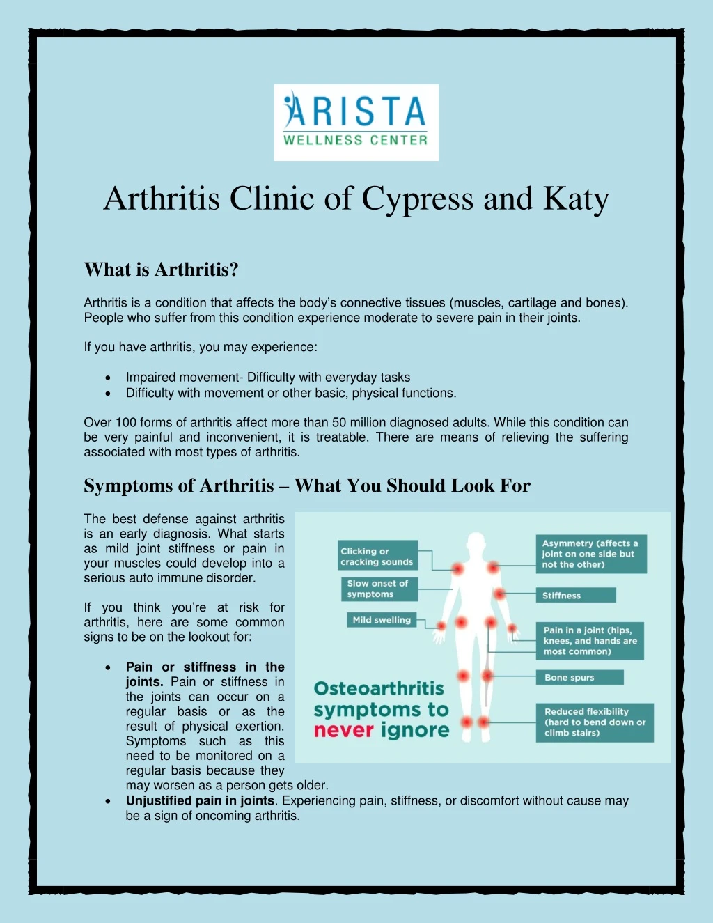 arthritis clinic of cypress and katy what