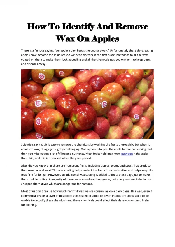 How To Identify And Remove Wax On Apples