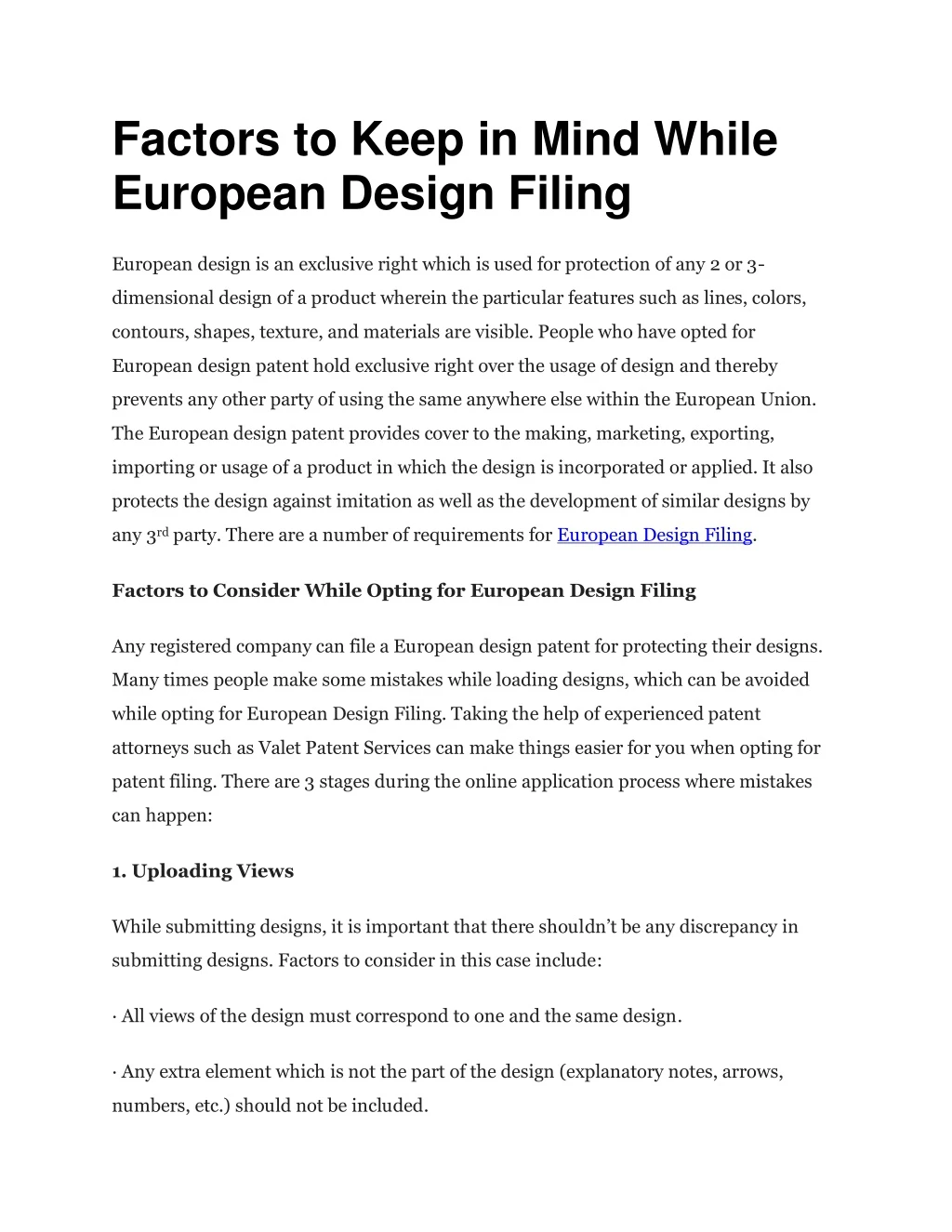 factors to keep in mind while european design