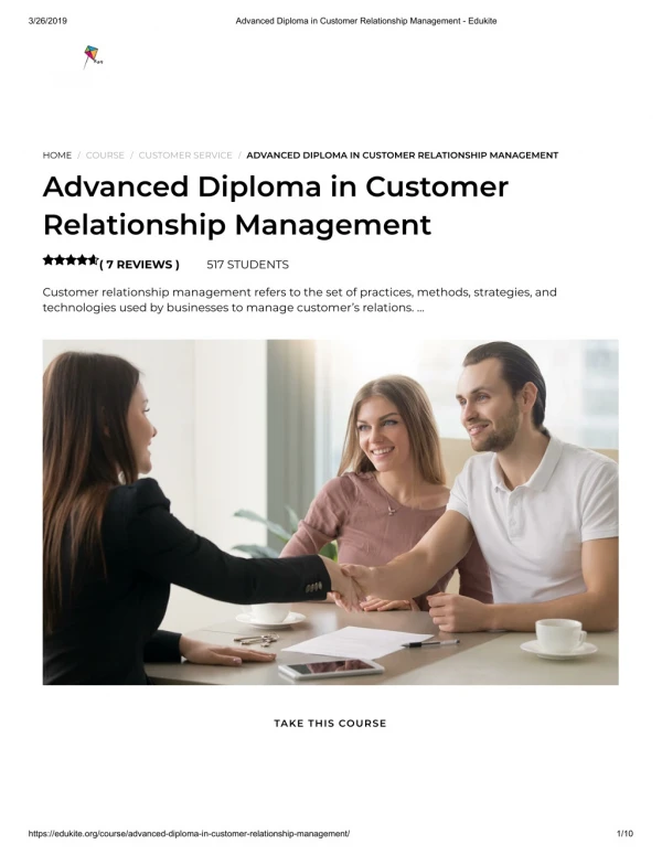 Advanced Diploma in Customer Relationship Management - Edukite