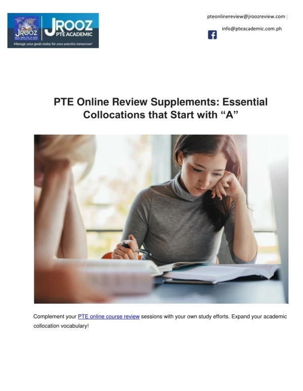 PTE Online Review Supplements: Essential Collocations that Start with “A”