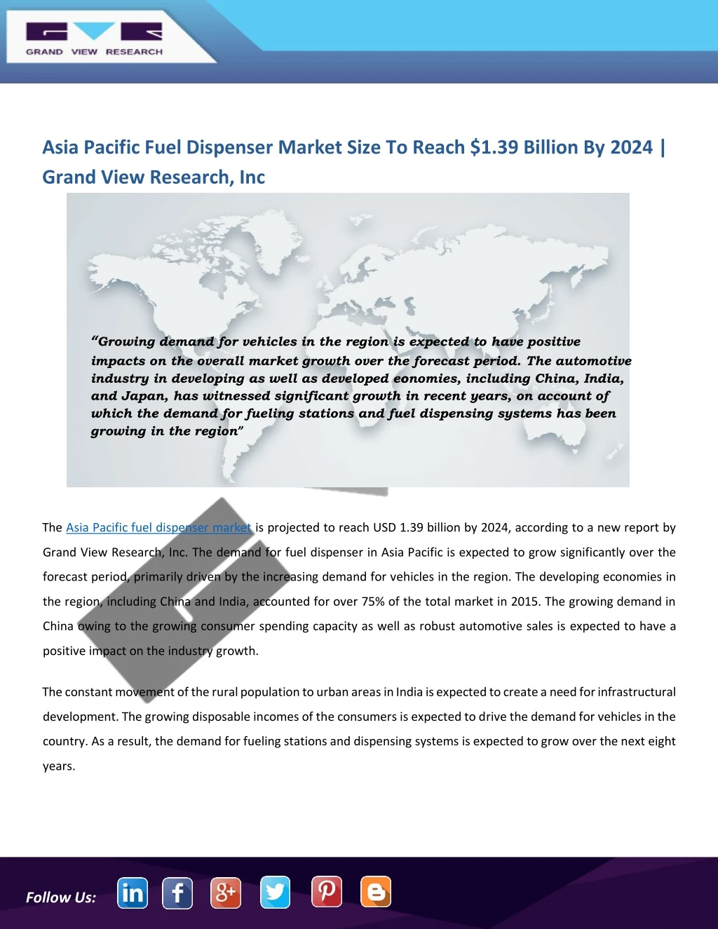 asia pacific fuel dispenser market size to reach