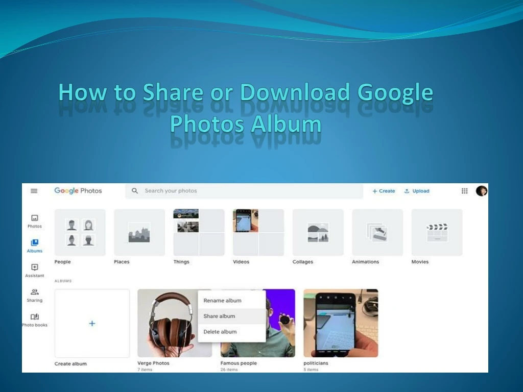 how to share or download google photos album