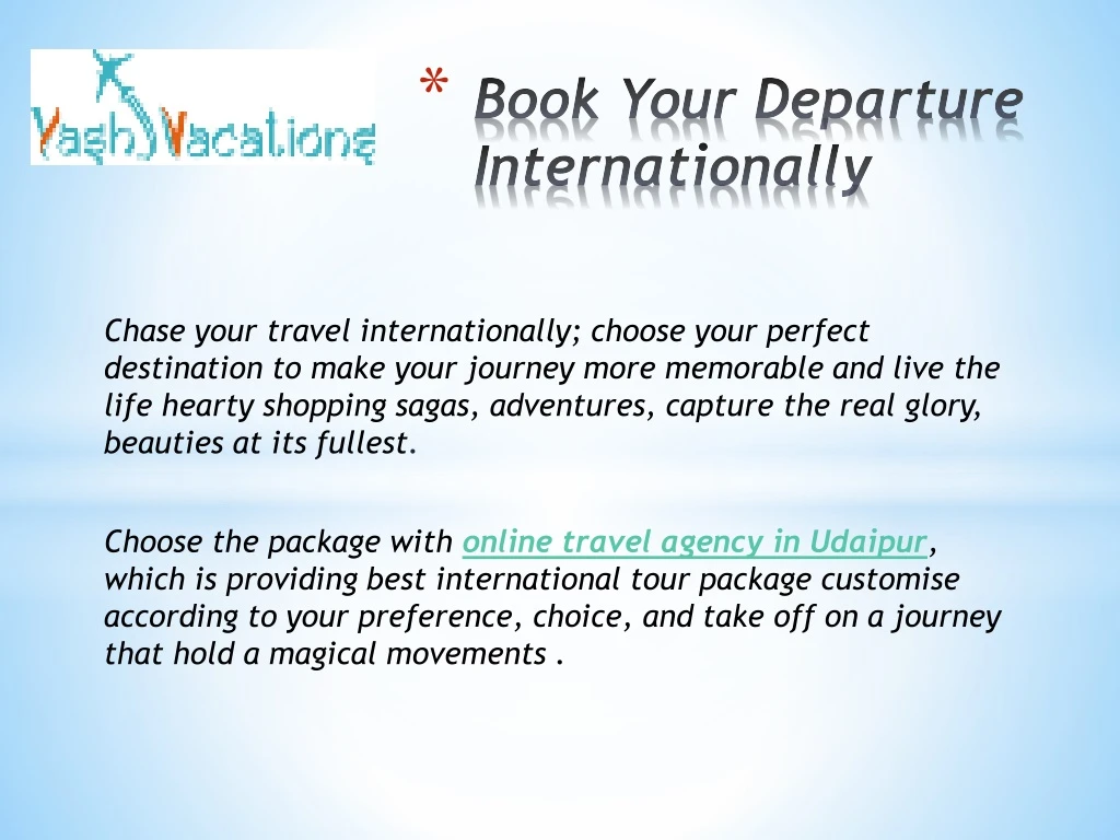 book your departure internationally