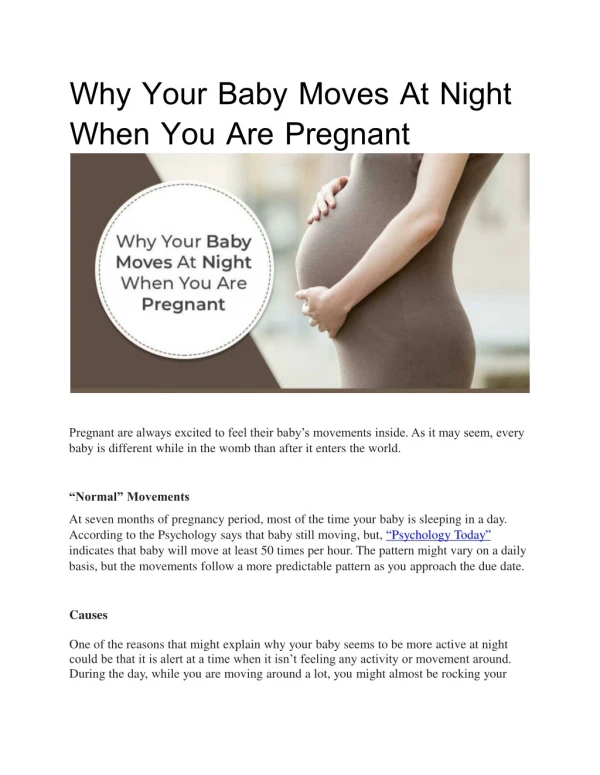 Why Your Baby Moves At Night When You Are Pregnant