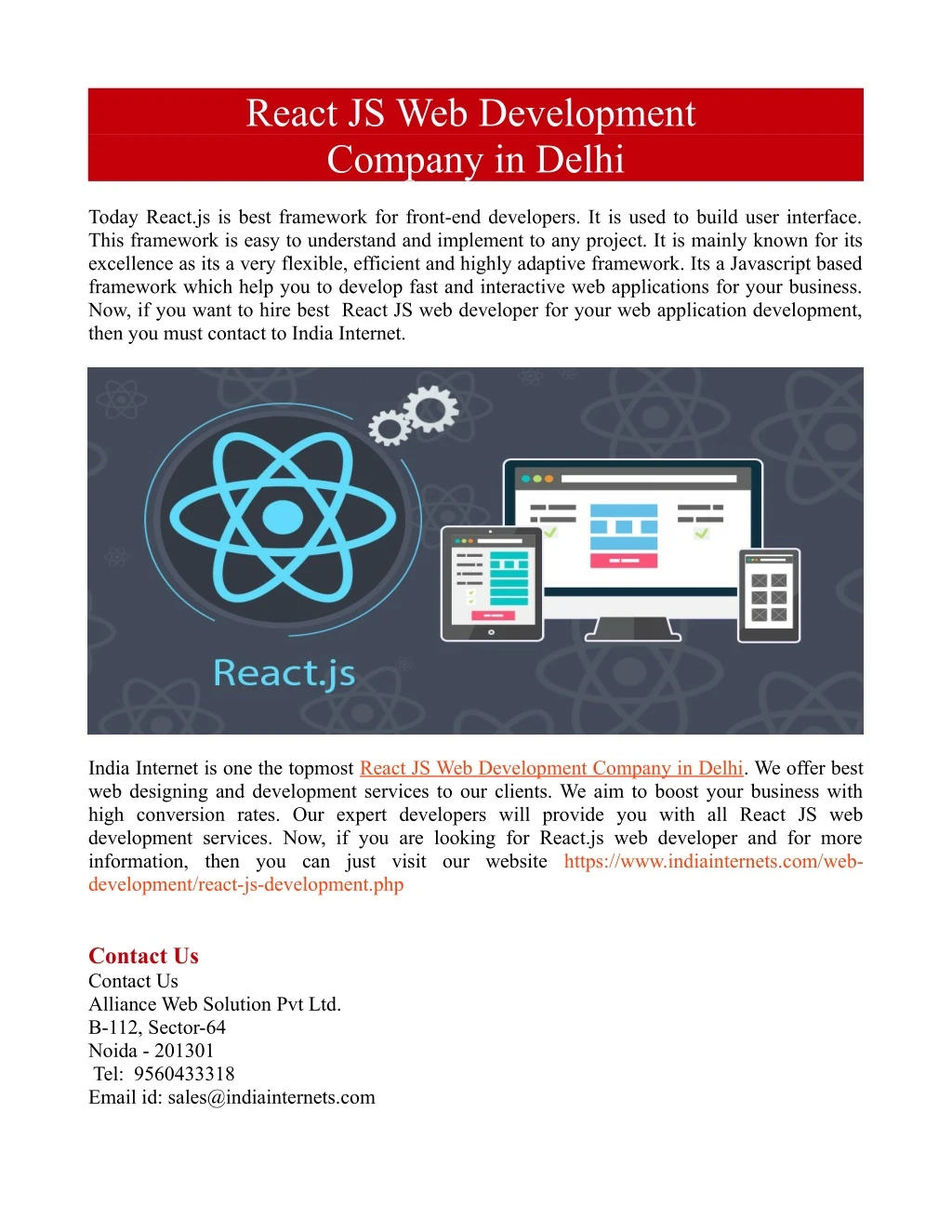 react js web development company in delhi