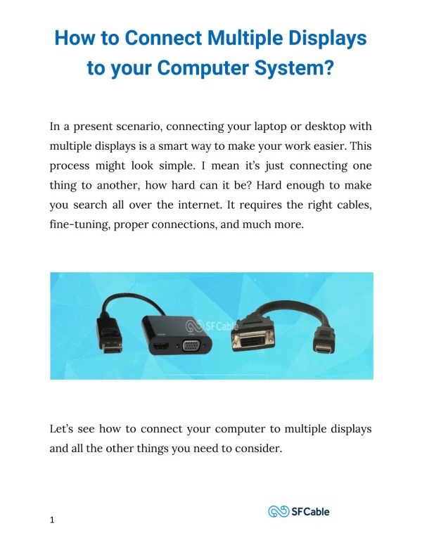 How to Connect Multiple Displays to your Computer System?