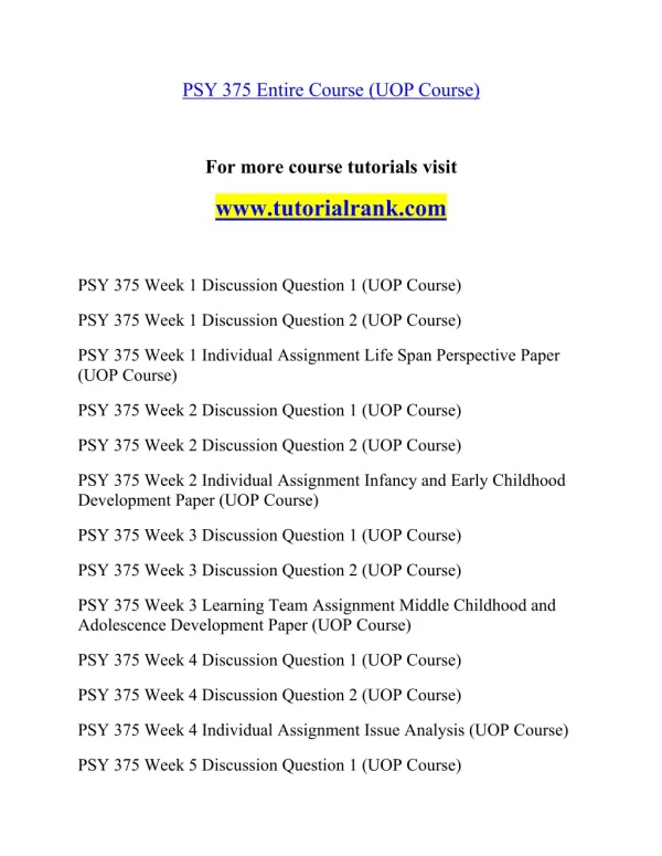 psy 375 entire course uop course