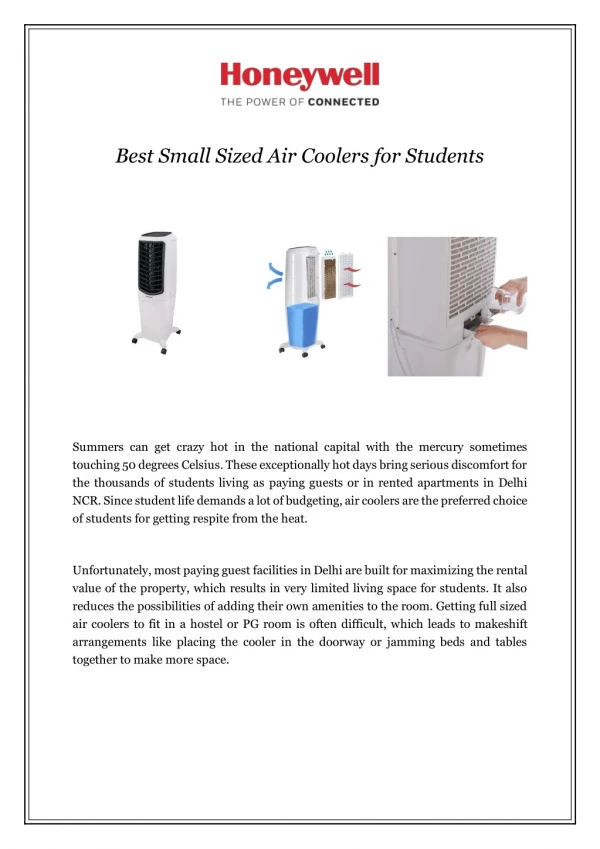 Best Small Sized Air Coolers for Students