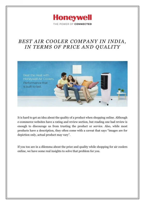 Best Air Cooler Company in India