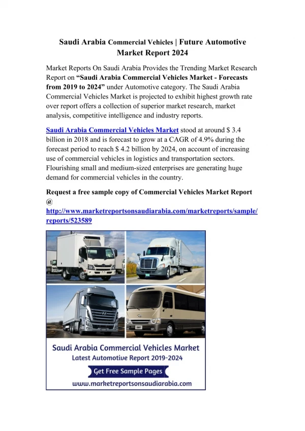 Saudi Arabia Commercial Vehicles | Future Automotive Market Report 2024
