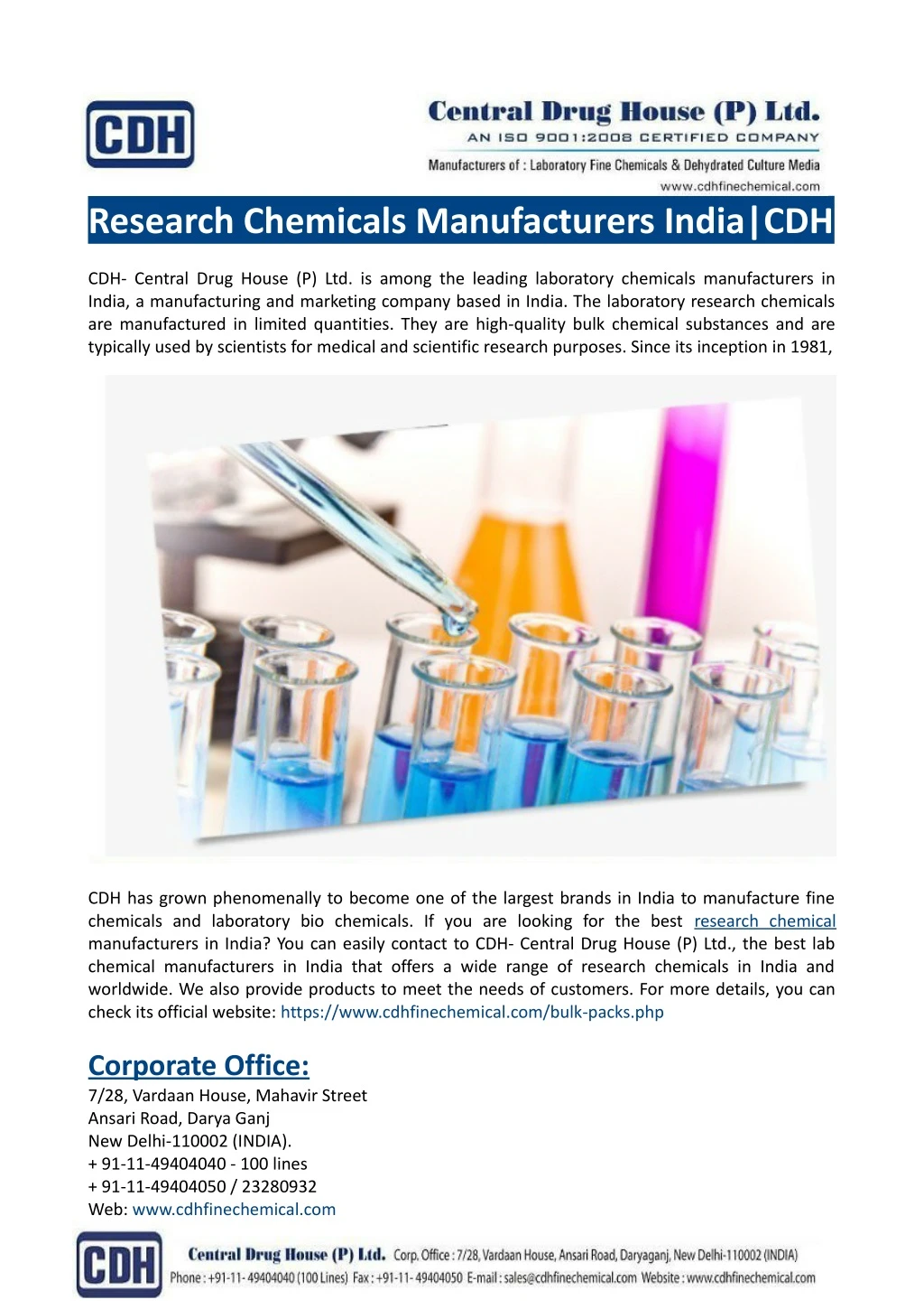 research chemicals manufacturers india cdh