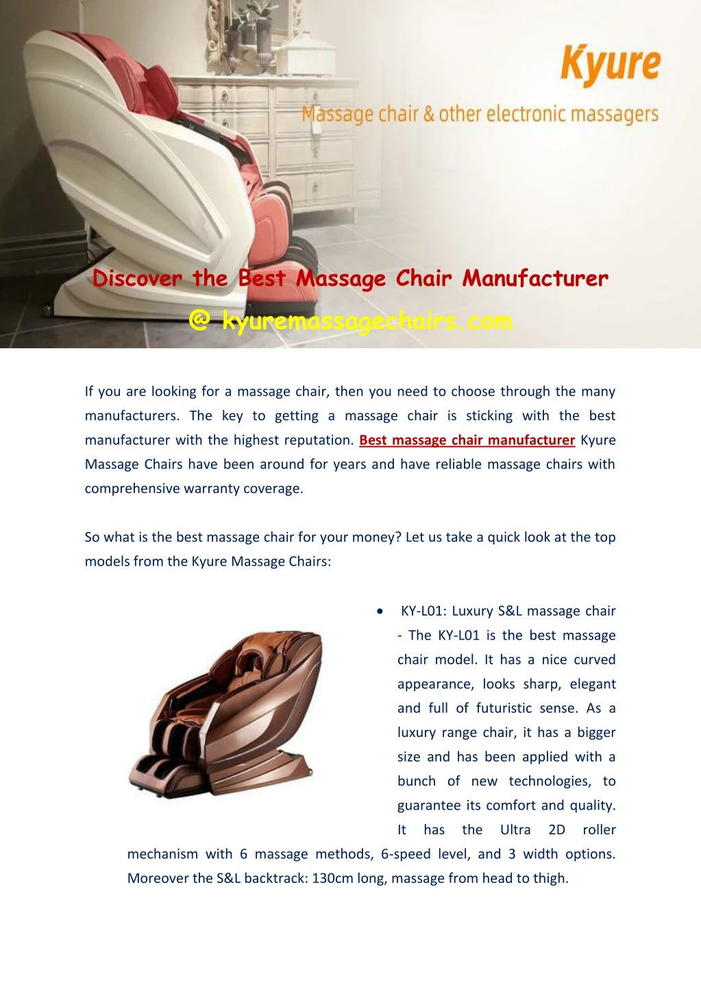 discover the best massage chair manufacturer
