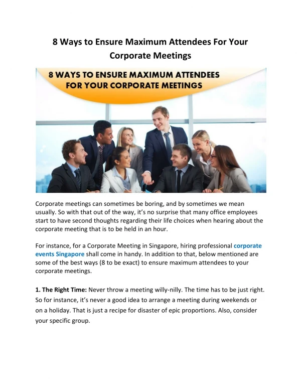 8 Ways To Ensure Maximum Attendees For Your Corporate Meetings