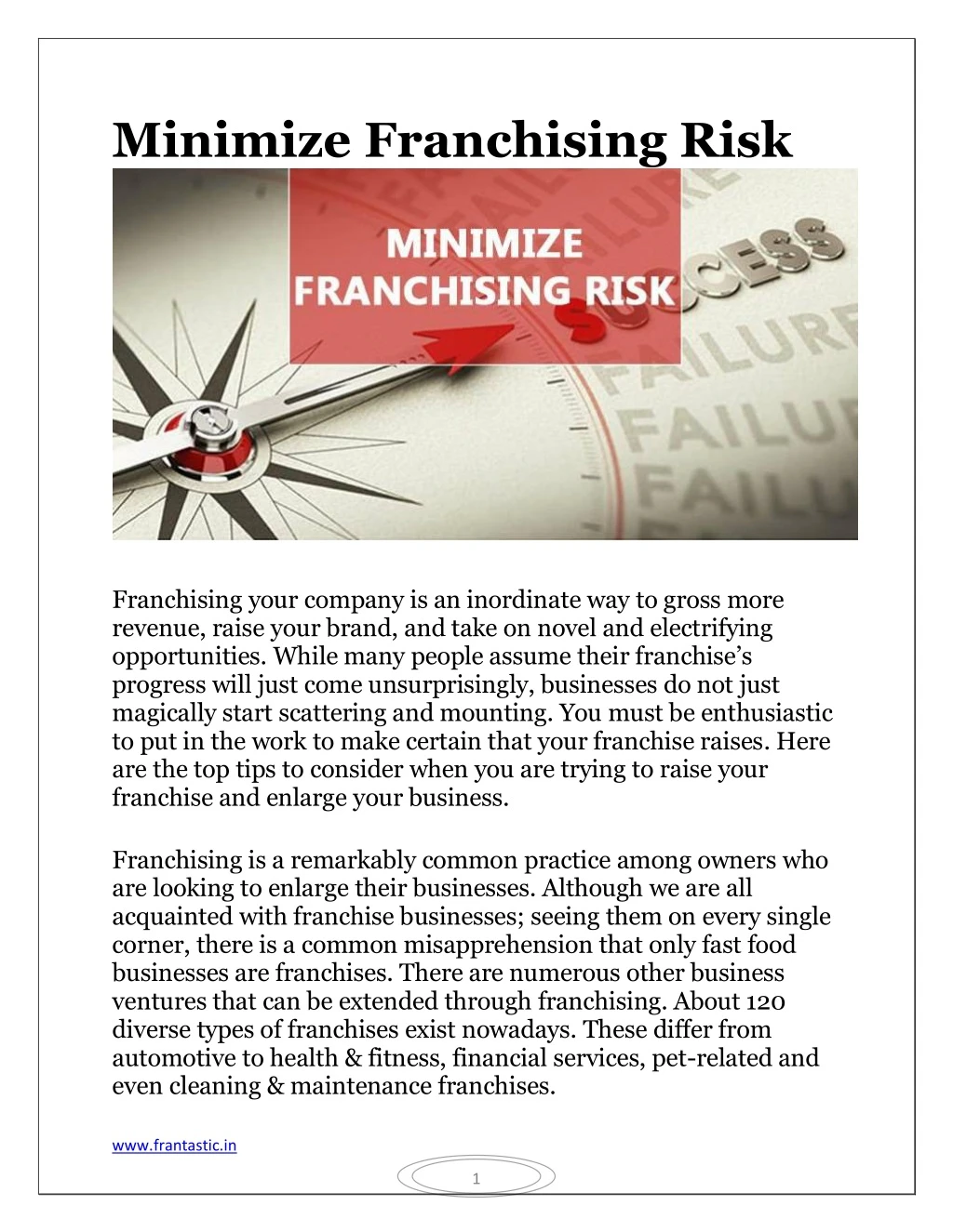 minimize franchising risk