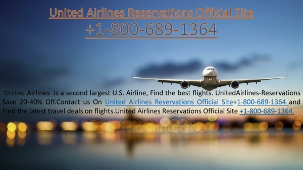United Airlines Reservations Official Site 1-800-689-1364