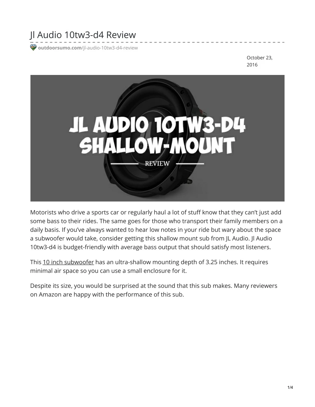 jl audio 10tw3 d4 review