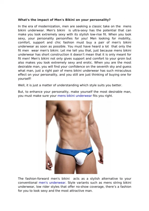 What's the impact of men's bikini on your personality?