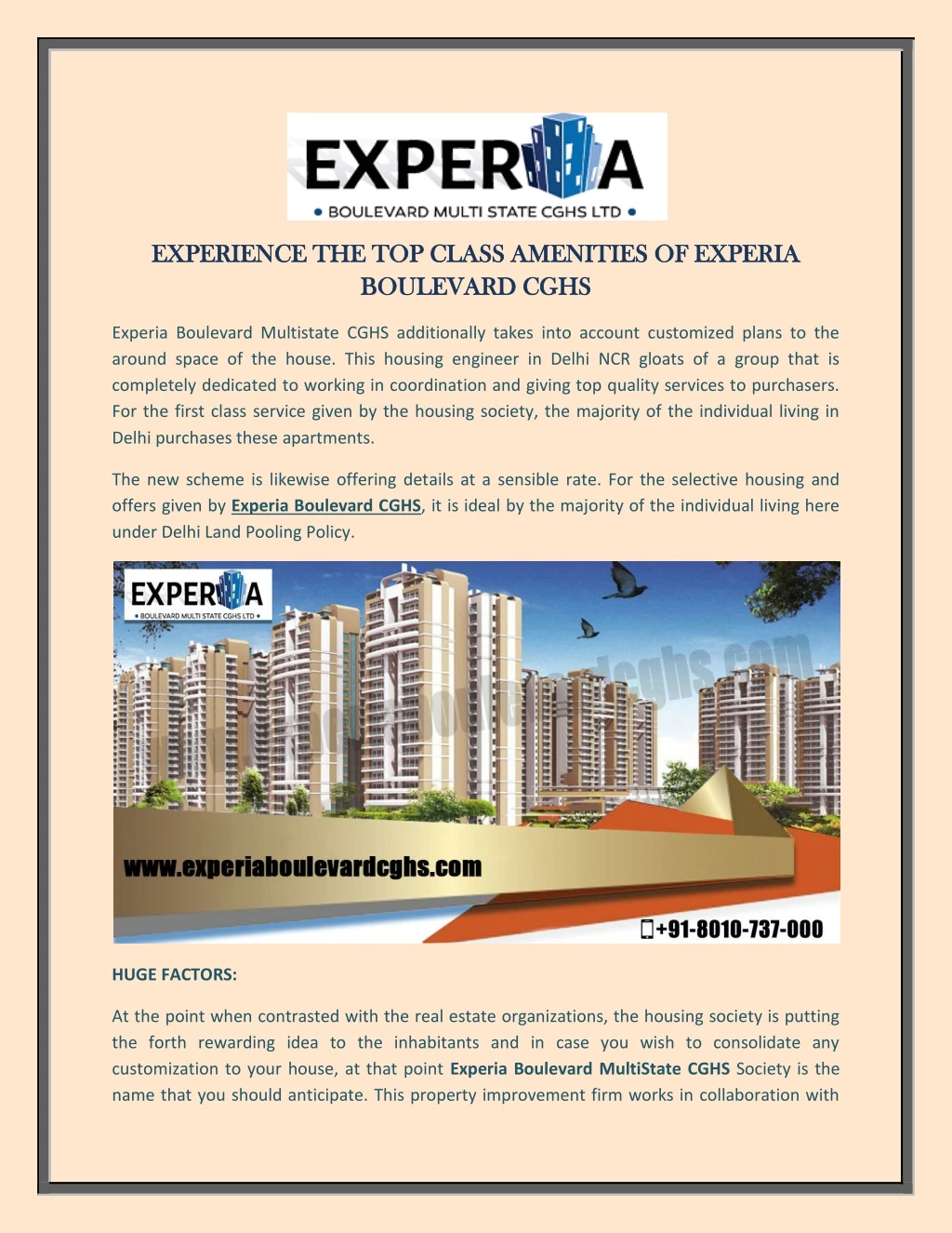 experience the top class amenities of experia