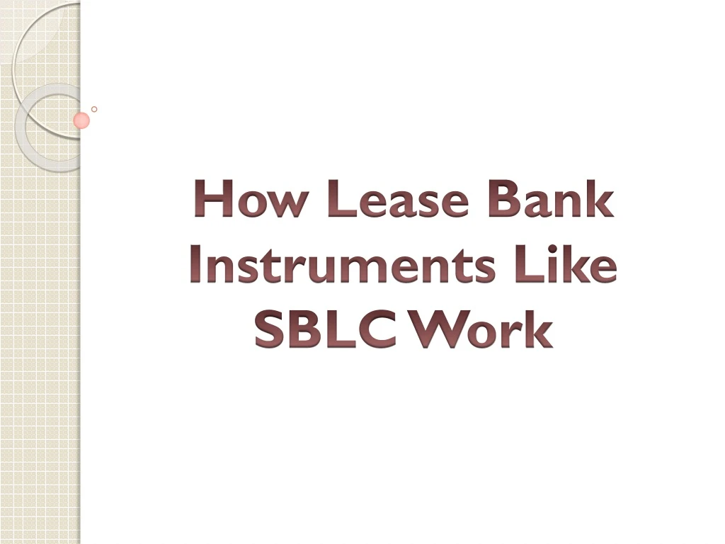 how lease bank instruments like sblc work