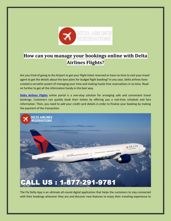 How can you manage your bookings online with Delta Airlines Flights?