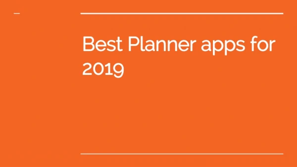 Best planner apps for 2019