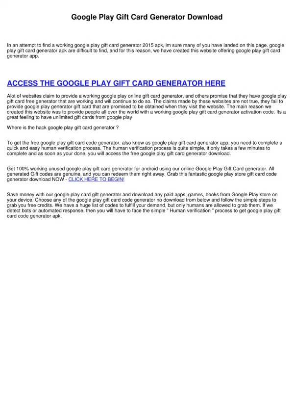 Google Play Gift Card Free Code Generator