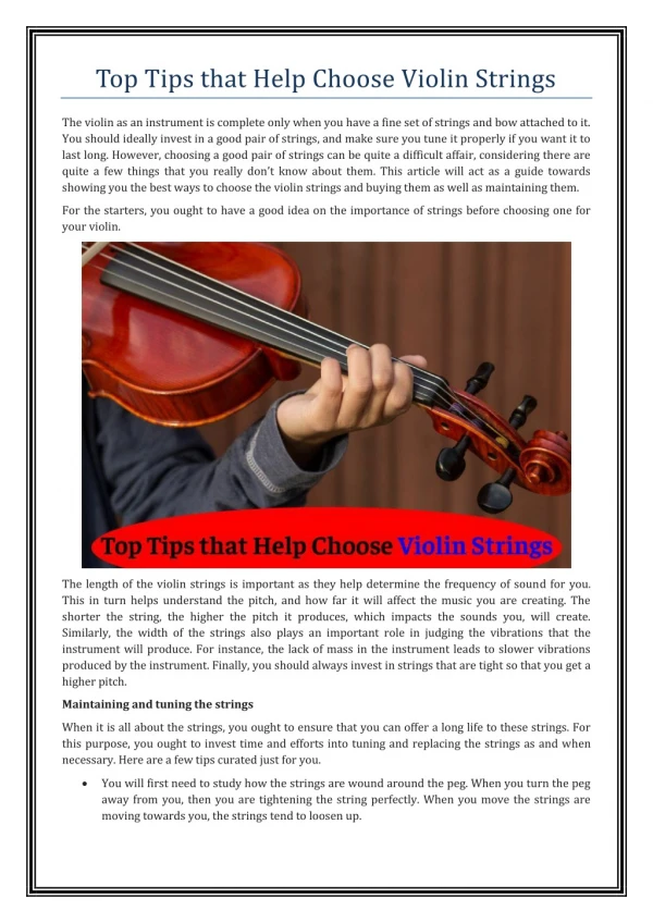 Top Tips that Help Choose Violin Strings