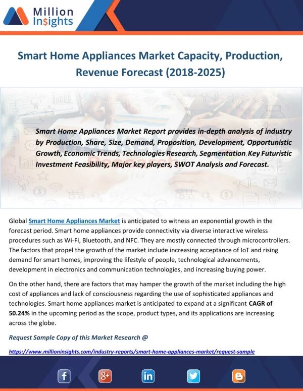 Smart Home Appliances Market Capacity, Production, Revenue Forecast (2018-2025)