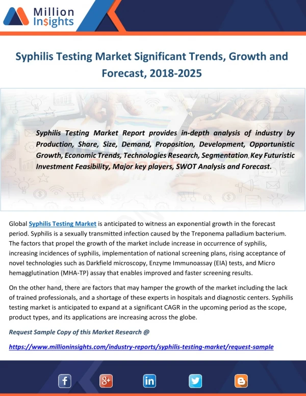 Syphilis Testing Market Significant Trends, Growth and Forecast, 2018-2025
