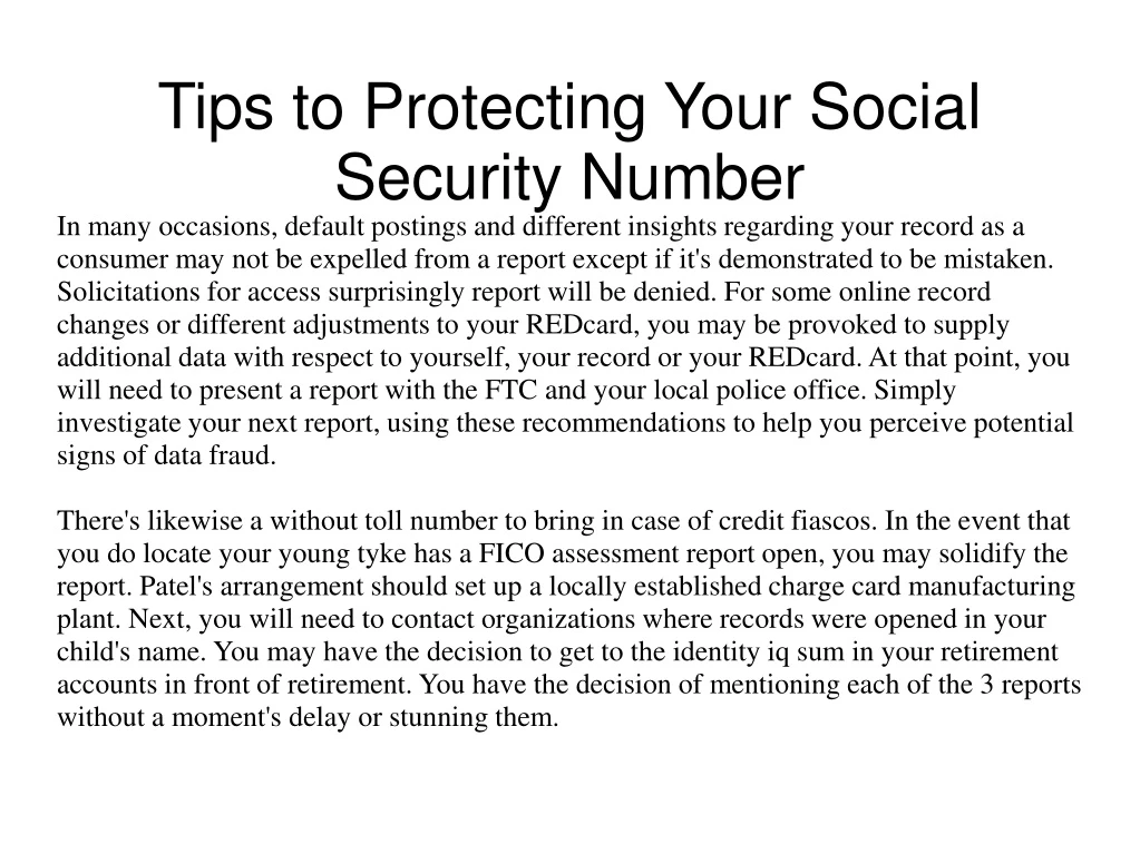 tips to protecting your social security number